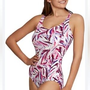 Speedo One Piece Swimsuit Multicolor Abstract Repreve Moderate Cut Womens Size 6